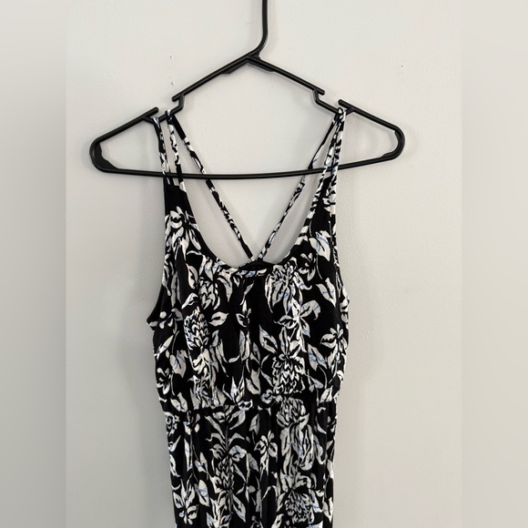 The Loft Floral Sundress Maxi Dress Tank Sleeveless White Black Blue Size XS - Picture 5 of 11